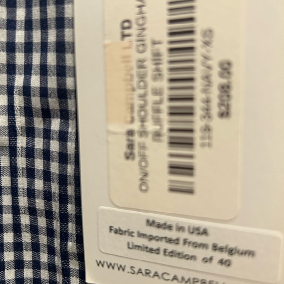 Sara Campbell black and white gingham dress with gathered top. NWT - Picture 6 of 7